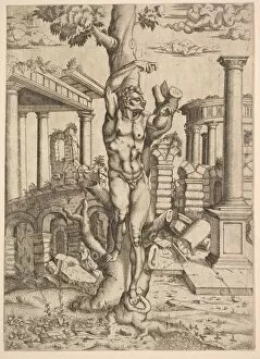 Buonarroti Gallery: Man Against a Tree, ca. 1543-44. Creator: Master IQV