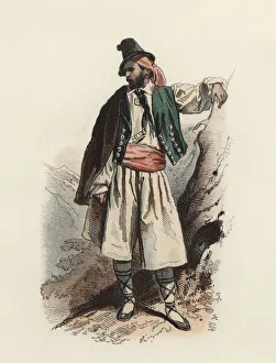 Valencia Prints: Man from Valencia, color engraving 1870