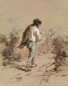 Chevallier Sulpice Guillaume Prints: Man Walking, 1852-1866. Creator: Paul Gavarni