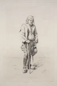 1860 1938 Prints: Man with Walking Stick. Creator: Mortimer Menpes (British, 1860-1938)