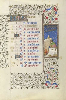 Master Of Rohan Prints: A Man Warming by a Fire; Book of Hours