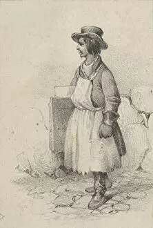 Adam Victor Gallery: Man wearing an apron and a hat, mid-19th century. Creator: Victor Adam