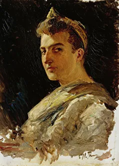Ilya Efimovic Repin Prints: Man Wearing a Historical Costume with Tiara. Creator: Il'ya Repin