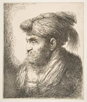 Castiglione Prints: Man weraing a turban facing left, from the series of Large Oriental Heads, ca. 1645-50