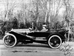 Autograph Prints: A man at the wheel of a Hispano-Suiza Alfonso XIII, 1914