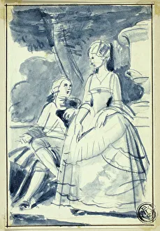 Park Bench Prints: Man and Woman in 18th Century Dress, n.d. Creator: William Edward Frost