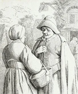 Hamper Prints: Man and Woman Conversing, c1673. Creator: Adriaen van Ostade