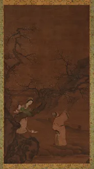 Man and woman enjoying plum blossoms, Ming or Qing dynasty, 15th-18th century Man and woman enjoying plum blossoms, Ming or Qing dynasty, 15th-18th century