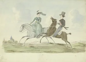 Loon Pieter Van Prints: Man and woman on horseback in a landscape, 1811-1873. Creator: Pieter van Loon