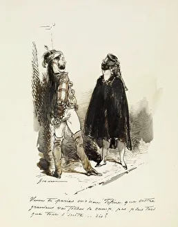 Masked Prints: Man and woman in Masquerade costumes, 1804-1866. Creator: Paul Gavarni