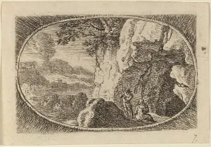 Swanevelt Herman Van Prints: Man and Woman at the Mouth of a Cave. Creator: Herman van Swanevelt