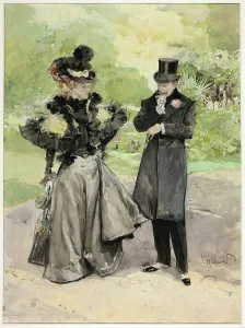 Spats Prints: A Man and a Woman in a Park, n.d. Creator: Ludek Marold