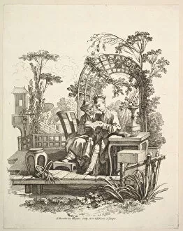 Chez Huquier Gallery: Man and Woman Reading, ca. 1742. Creator: Gabriel Huquier