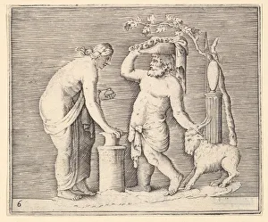 Philippe Prints: Man and Woman Sacrificing a Goat, published ca. 1599-1622. Creator: Unknown