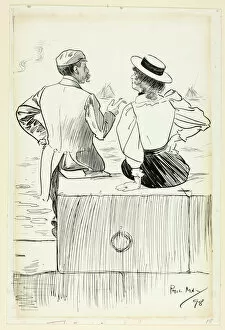 Man and Woman Sitting on Wharf, 1898. Creator: Philip William May
