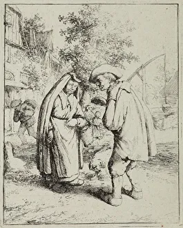 Ostade Adriaen Van Prints: Man and woman talking, 1650? Creator: Adriaen van Ostade