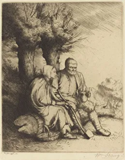 Strang William Prints: Man and Woman under a Tree. Creator: William Strang