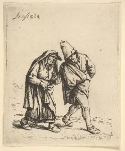 Man and Woman Walking, 1610-85. Creator: Adriaen van Ostade