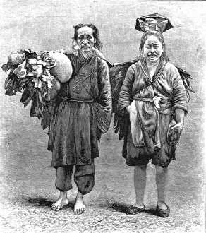 Tribesman Prints: Man and Women of the Ju Tribe of China, 1891. Creator: Unknown