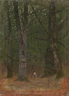 Tiny Prints: Man in the Woods, 1890-1900. Creator: Ladislav Mednyanszky