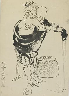 Man wringing out his robe, late 18th-early 19th century. Creator: Hokusai