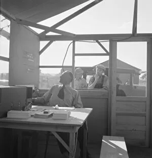Displaced Gallery: Manager of mobile unit (FSA), on day camp opened... Merrill, Klamath County, Oregon, 1939