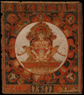 Buddhist Prints: Mandala of Chandra, God of the Moon, late 14th-early 15th century. Creator: Unknown
