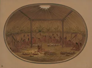 North Dakota Prints: Mandan Ceremony - The Water Sinks Down, 1861 / 1869. Creator: George Catlin