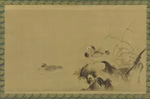 Mandarin ducks in a landscape, Edo period, mid 17th-early 18th century