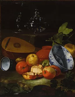 Wan Li Porcelain Gallery: Mandolin, cup and bowl, porcelain, apples, 1706. Artist: Monari (Munari), Cristoforo (1667-1720)