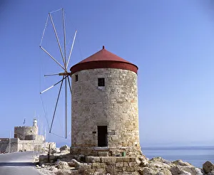 Mandraki Harbour, Rhodes, Greece, 2019. Creator: Ethel Davies