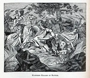 Benevento Prints: Manfred Killed in Battle, 1882. Artist: Anonymous