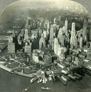 Manhattan Island Prints: Manhattan and the Hudson River from the Air, New York, c1930s. Creator: Unknown