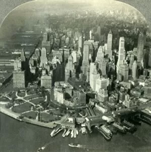 Urbanisation Gallery: Manhattan and the Hudson River from the Air, New York, c1930s. Creator: Unknown