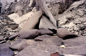 Sacred Prints: Mani stones, Ladakh, India, 1988. Creator: Amanda Waite