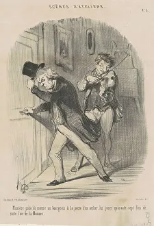 Annoying Prints: Manière polie de mettre... a la porte... 19th century. Creator: Honore Daumier