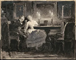 Manilovs. Illustration for the poem The Dead Souls by N. Gogol