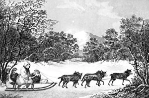 The Manner of Travelling in Winter in Kamtschatka, 19th century.Artist: Sparrow