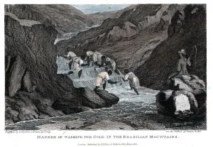 Prospecting Prints: Manner of Washing for Gold in the Brazilian Mountains, 1814. Artist: Lester
