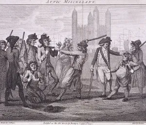 Manning the navy, Tower Hill, London, 1790. Artist: John Barlow