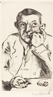 Matchbox Prints: Mannliches Bildnis mit Aufgestütztem Arm (Portrait of a Man Smoking), 1916