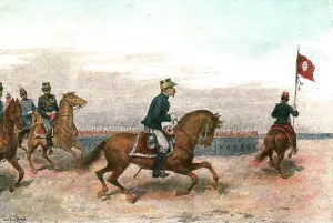 Prince Mutsuhito Prints: The Manoeuvres of the Japanese Army before His Majesty the Mikado; The Mikado Reviewing