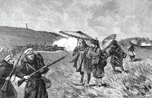 The Manoeuvres of the Japanese Army before His Majesty the Mikado; Peasents caught... 1891. Creator: Unknown