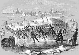 Manoeuvres of a Regiment of Dutch Infantry upon the Ice, near Dordrecht, 1854. Creator: Unknown