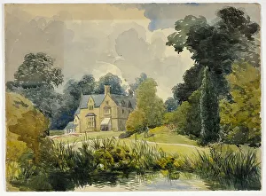 Manor House Seen from Pond, 1800-1899. Creator: Unknown