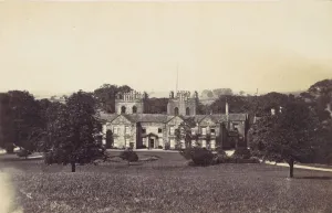 Manor House with Two Towers Seen from Grounds, 1860s. Creator: Unknown Manor House with Two Towers Seen from Grounds, 1860s. Creator: Unknown