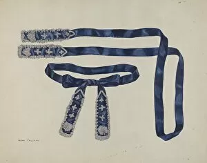 Beadwork Gallery: Mans Beaded Taffeta Necktie, 1935 / 1942. Creator: Verna Tallman