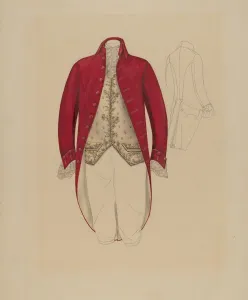 Hofmann Melita Prints: Mans Coat and Waistcoat, c. 1936. Creator: Melita Hofmann