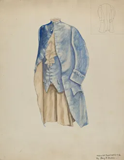 Lining Prints: Mans Coat & Waistcoat, c. 1937. Creator: Mary E Humes