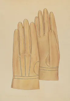 Hofmann Melita Prints: Mans Gloves, c. 1938. Creator: Melita Hofmann